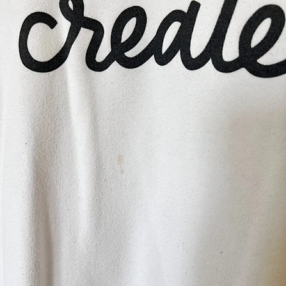 Create White Crew Neck Terry Fleece Lining Sweater S​​​​​​​​​​​